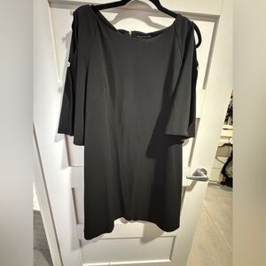 Chic Black Midi Dress with Button Accents